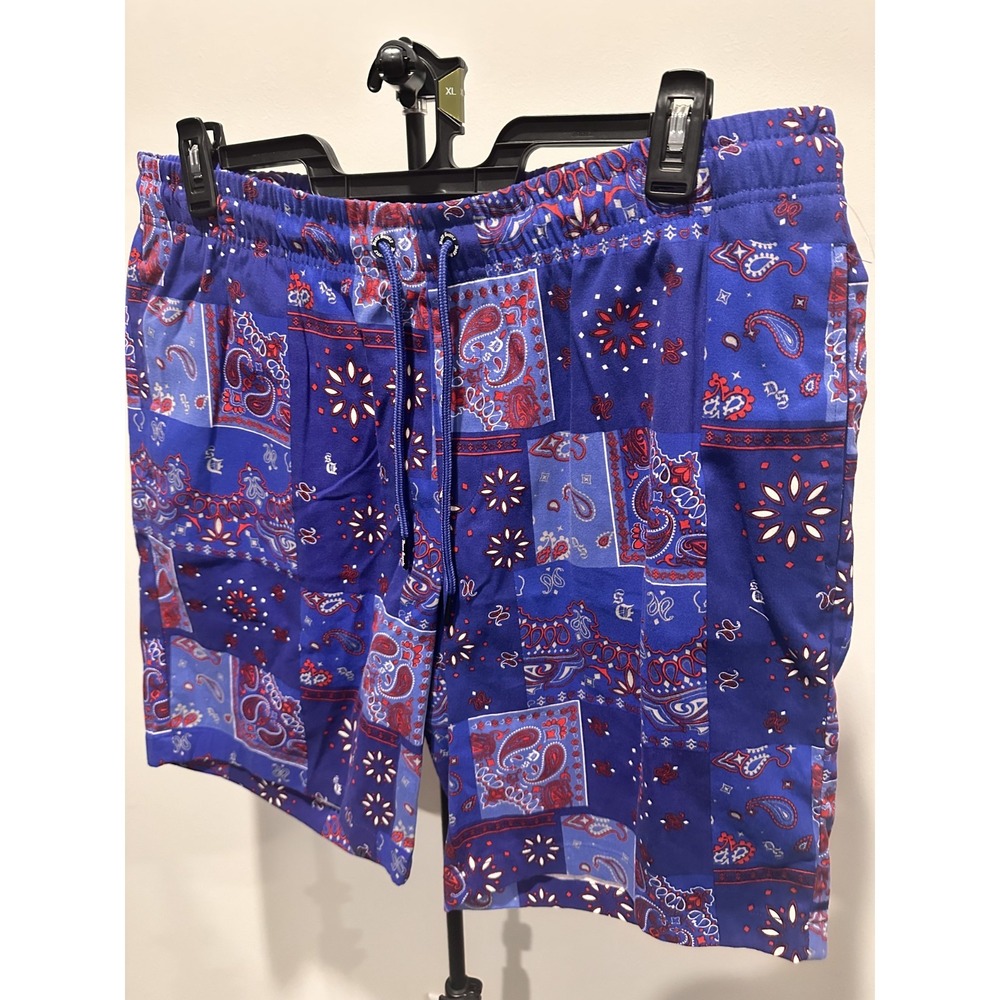 Dogg Supply Snoop Dogg Blue Bandana Patchwork Shorts Mens XL Casual Streetwear